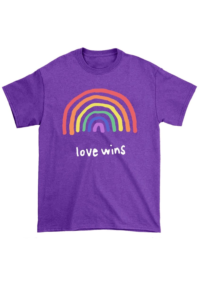 Love Wins Cartoon Rainbow Chunky Shirt - cherrykittenLove Wins Cartoon Rainbow Chunky Shirt