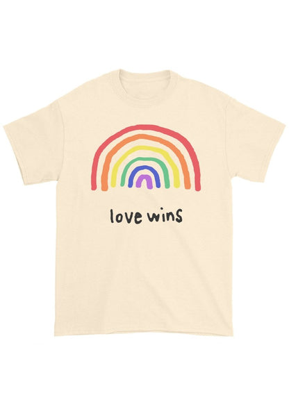 Love Wins Cartoon Rainbow Chunky Shirt - cherrykittenLove Wins Cartoon Rainbow Chunky Shirt