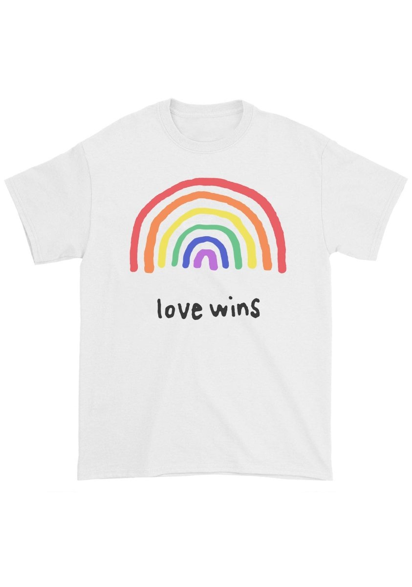 Love Wins Cartoon Rainbow Chunky Shirt - cherrykittenLove Wins Cartoon Rainbow Chunky Shirt