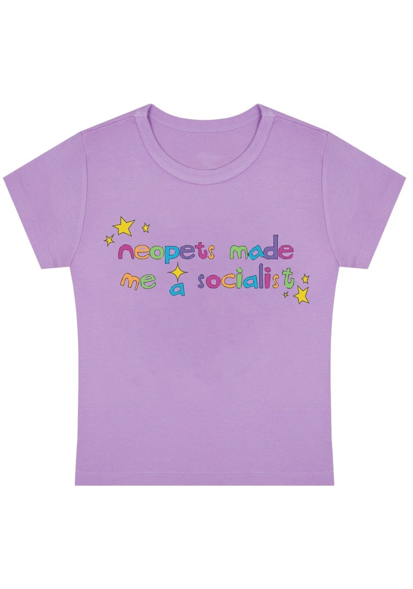 Neopets Made Me A Socialist Y2k Baby Tee - cherrykittenNeopets Made Me A Socialist Y2k Baby Tee