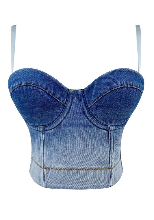 Niche Novel Gradient Blue Shape Corset Top - cherrykittenNiche Novel Gradient Blue Shape Corset Top