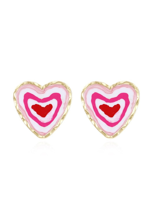 Pink Golden Heart Earnail Earrings - cherrykittenPink Golden Heart Earnail Earrings