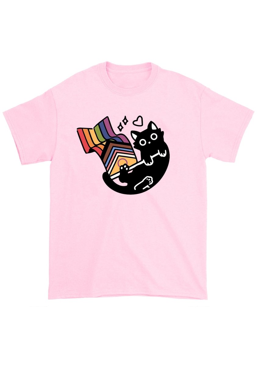 Rainbow Black Cat Chunky Shirt - cherrykittenRainbow Black Cat Chunky Shirt