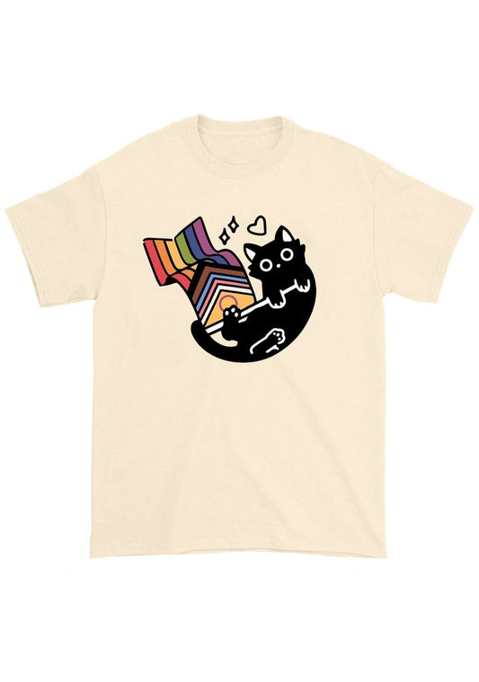 Rainbow Black Cat Chunky Shirt - cherrykittenRainbow Black Cat Chunky Shirt
