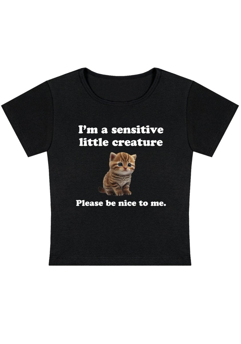 Sensitive Little Creature Y2k Baby Tee - cherrykittenSensitive Little Creature Y2k Baby Tee