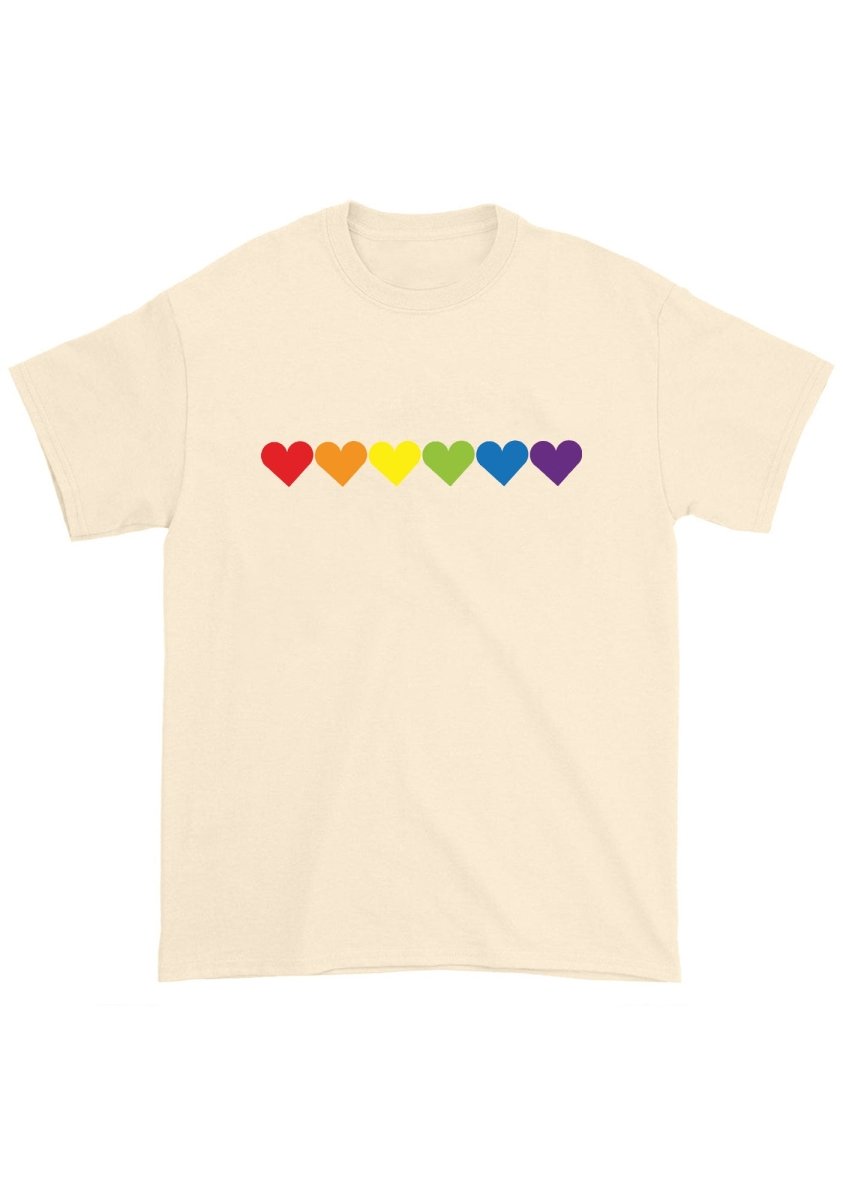 Six Rainbow Hearts Chunky Shirt - cherrykittenSix Rainbow Hearts Chunky Shirt