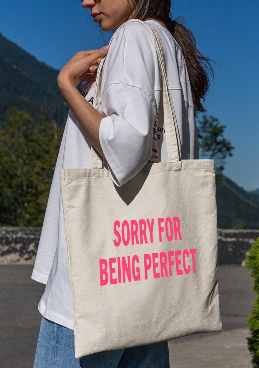 Sorry For Being Perfect Canvas Tote Bag - cherrykittenSorry For Being Perfect Canvas Tote Bag