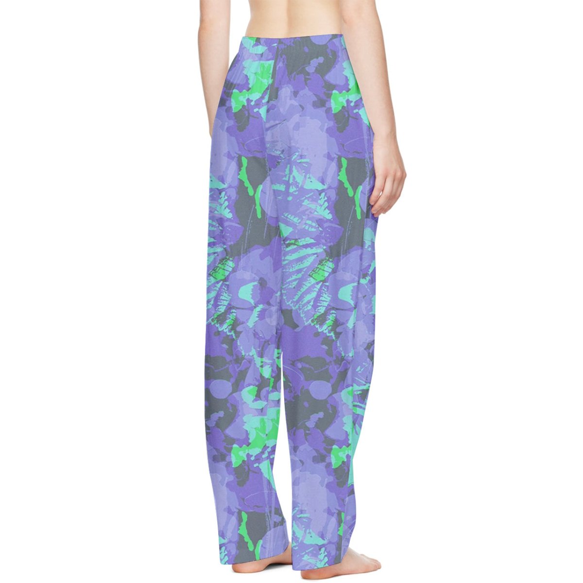 Splattered Purple Ink Print Casual Pants - cherrykittenSplattered Purple Ink Print Casual Pants