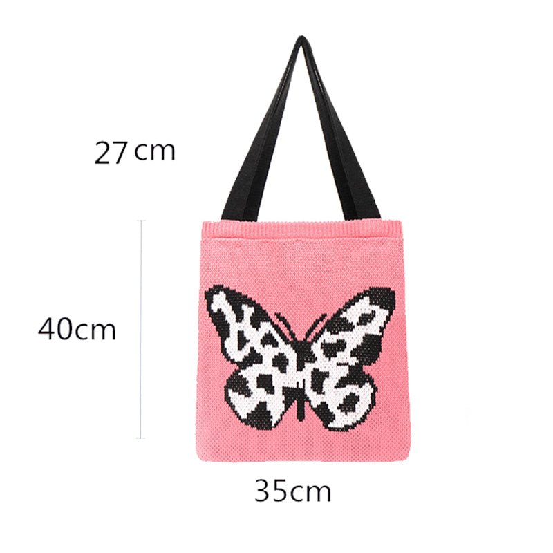 Spotted Butterfly Knitted Tote Bag - cherrykittenSpotted Butterfly Knitted Tote Bag