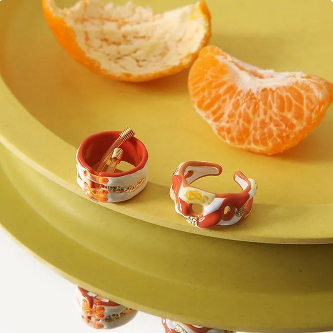 Strappy Orange Hose Y2K Rings - cherrykittenStrappy Orange Hose Y2K Rings