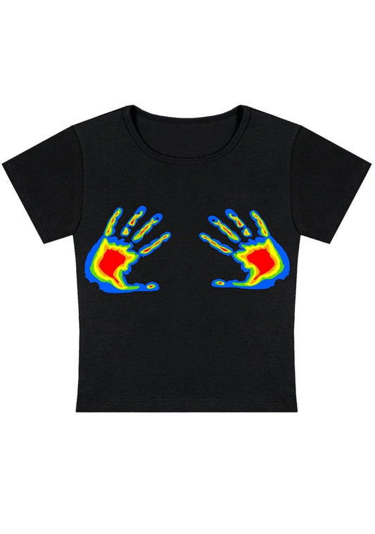 Thermal Hands Y2k Baby Tee - cherrykittenThermal Hands Y2k Baby Tee