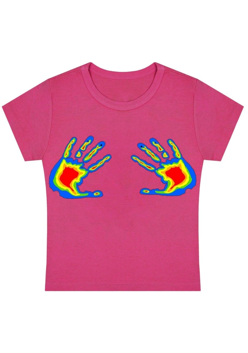 Thermal Hands Y2k Baby Tee - cherrykittenThermal Hands Y2k Baby Tee