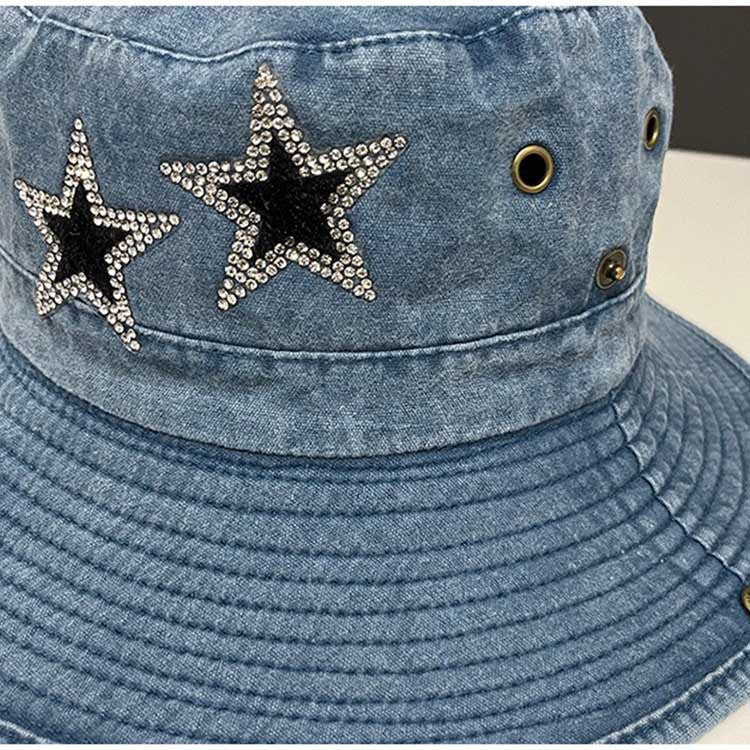 Western Cowboy Stars Vintage Denim Hat - cherrykittenWestern Cowboy Stars Vintage Denim Hat