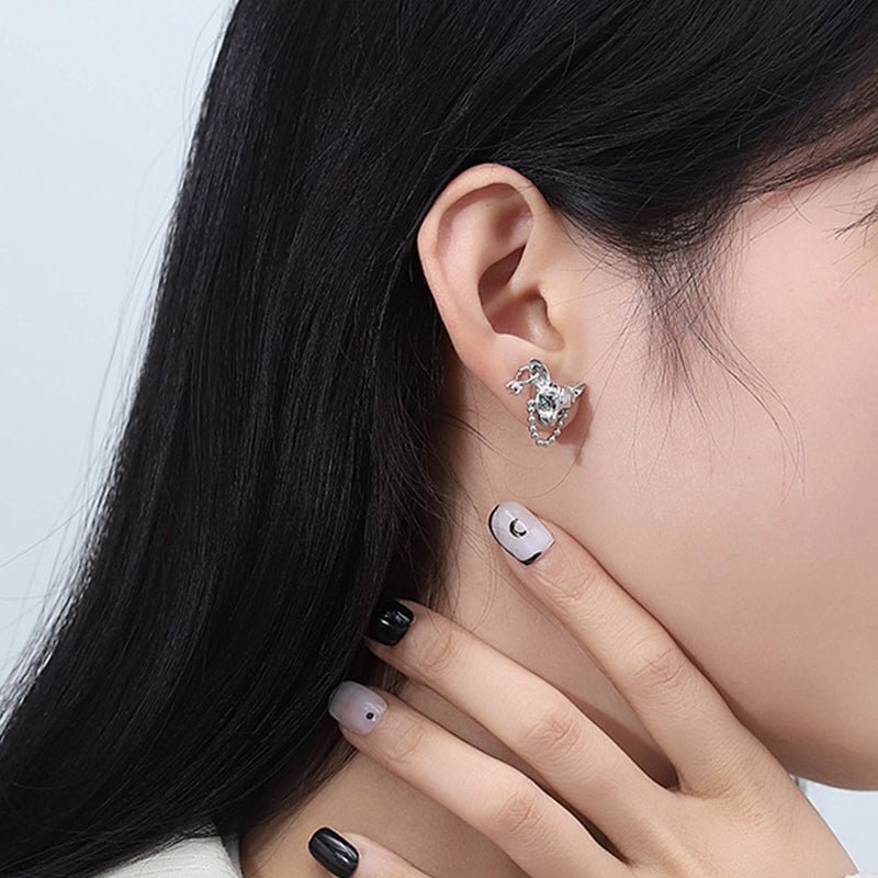 Wild Cat Silver Earnail Earrings - cherrykittenWild Cat Silver Earnail Earrings