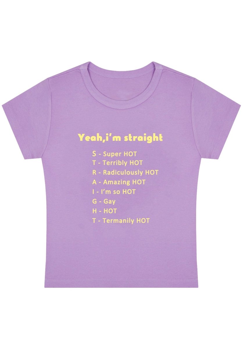 Yeah I'm Straight Y2k Baby Tee-cherrykitten-Baby Tees,Pride,Tops