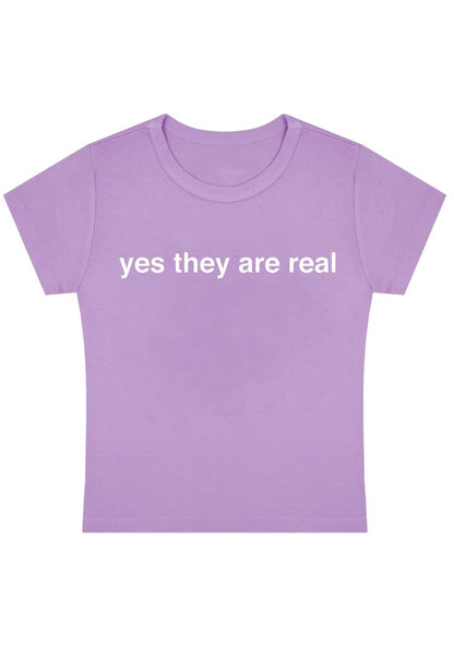 Yes They're Real Y2k Baby Tee - cherrykittenYes They're Real Y2k Baby Tee