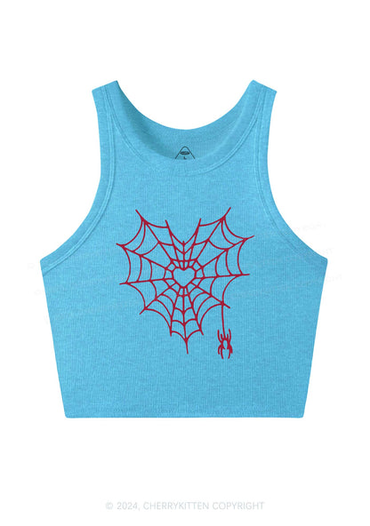 Heart Spider Web Y2K Valentine's Day Crop Tank Top Cherrykitten