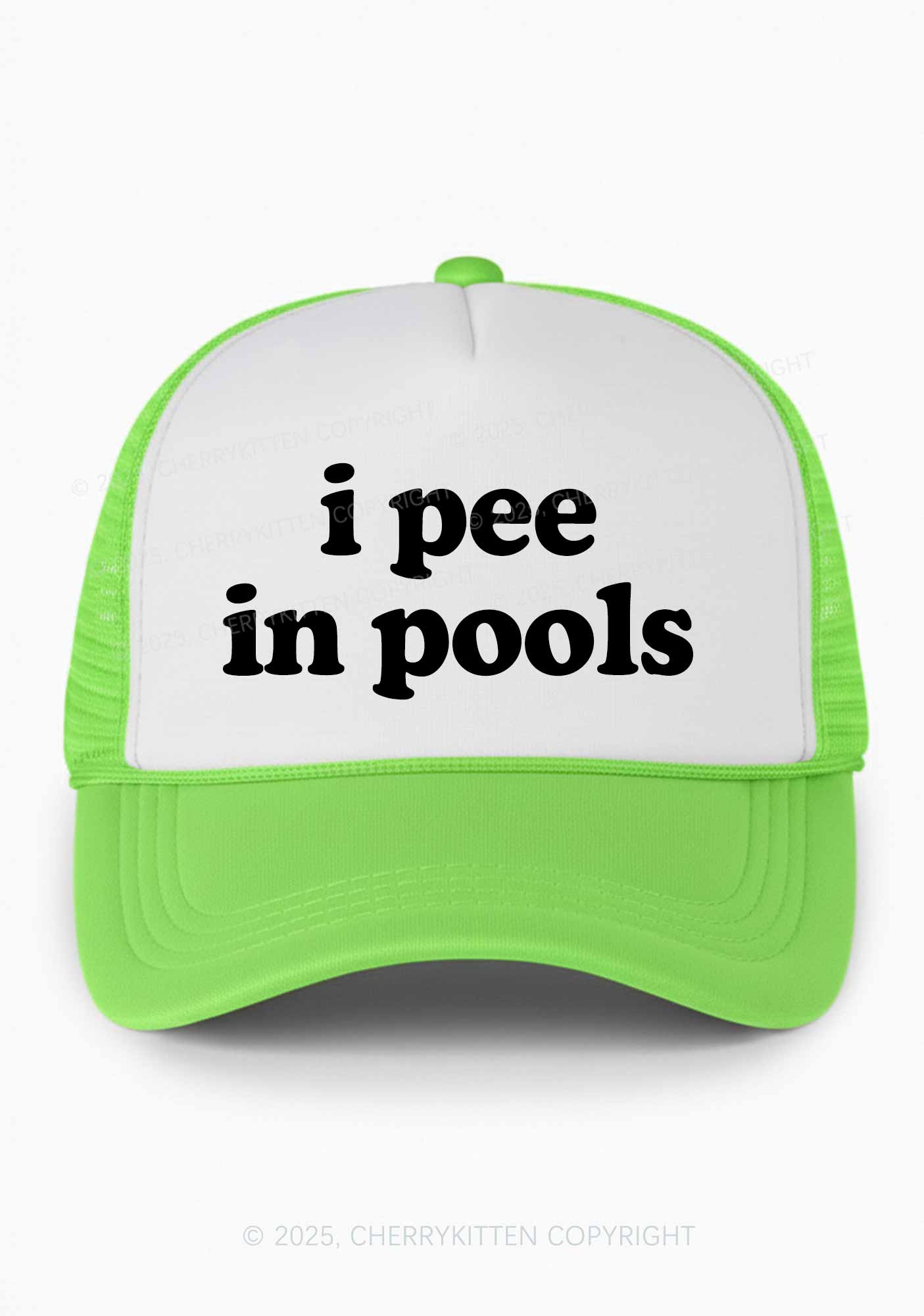 I Pee In Pools Y2K Colorblock Trucker Hat Cherrykitten