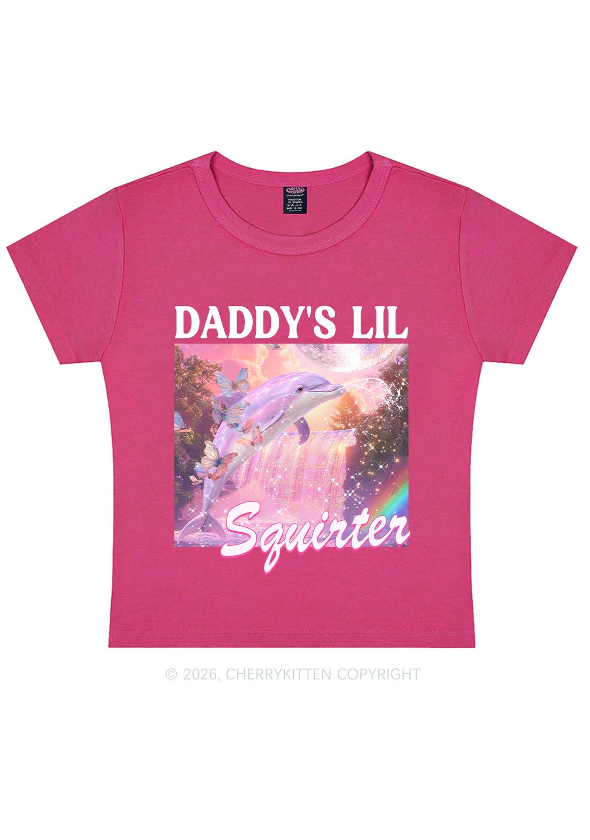 Daddys Lil Squirter Dolphin Y2K Baby Tee Cherrykitten
