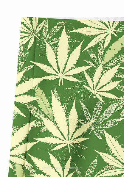 Green Wxxd Leaf Y2K Print Gym Shorts Cherrykitten