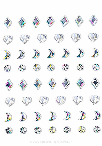 1pc Star Moon Rhinestone Y2K Face Sticker Cherrykitten