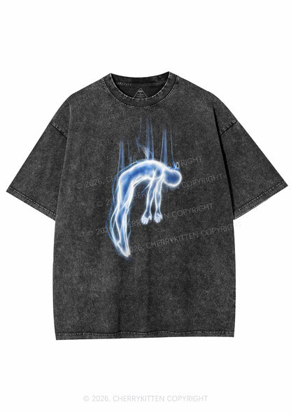 Halloween Blue Falling Ghost Y2K Shirts Washed Tee Cherrykitten