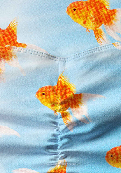 Goldfish Y2K Print Gym Shorts Cherrykitten