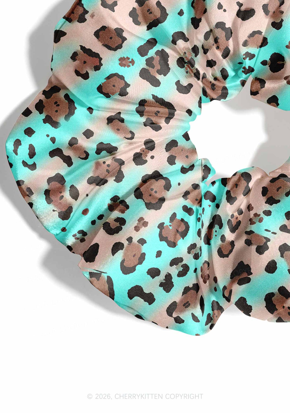 Mint Leopard Y2K Hair Scrunchie Cherrykitten