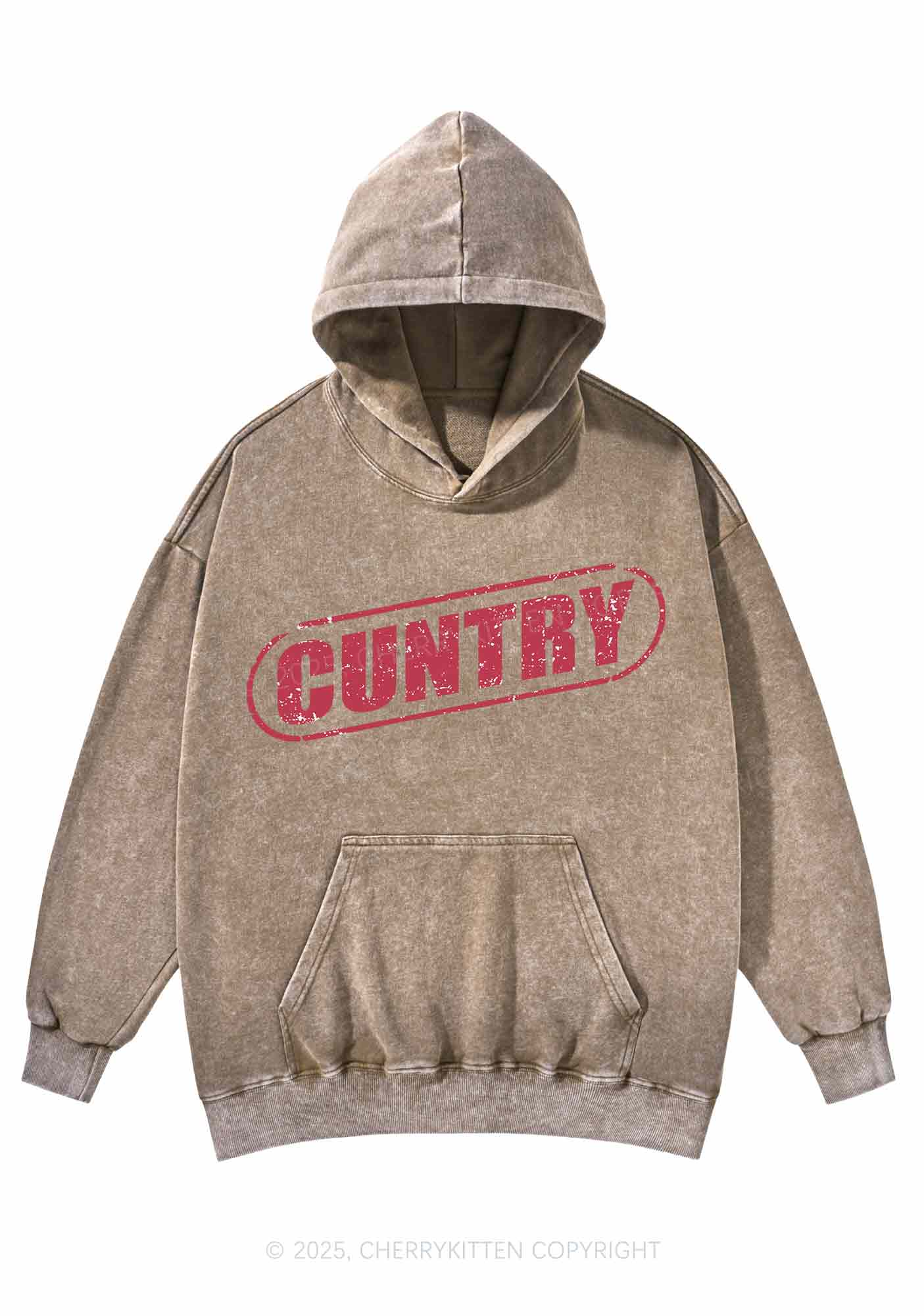 Cuntry Y2K Washed Hoodie Cherrykitten