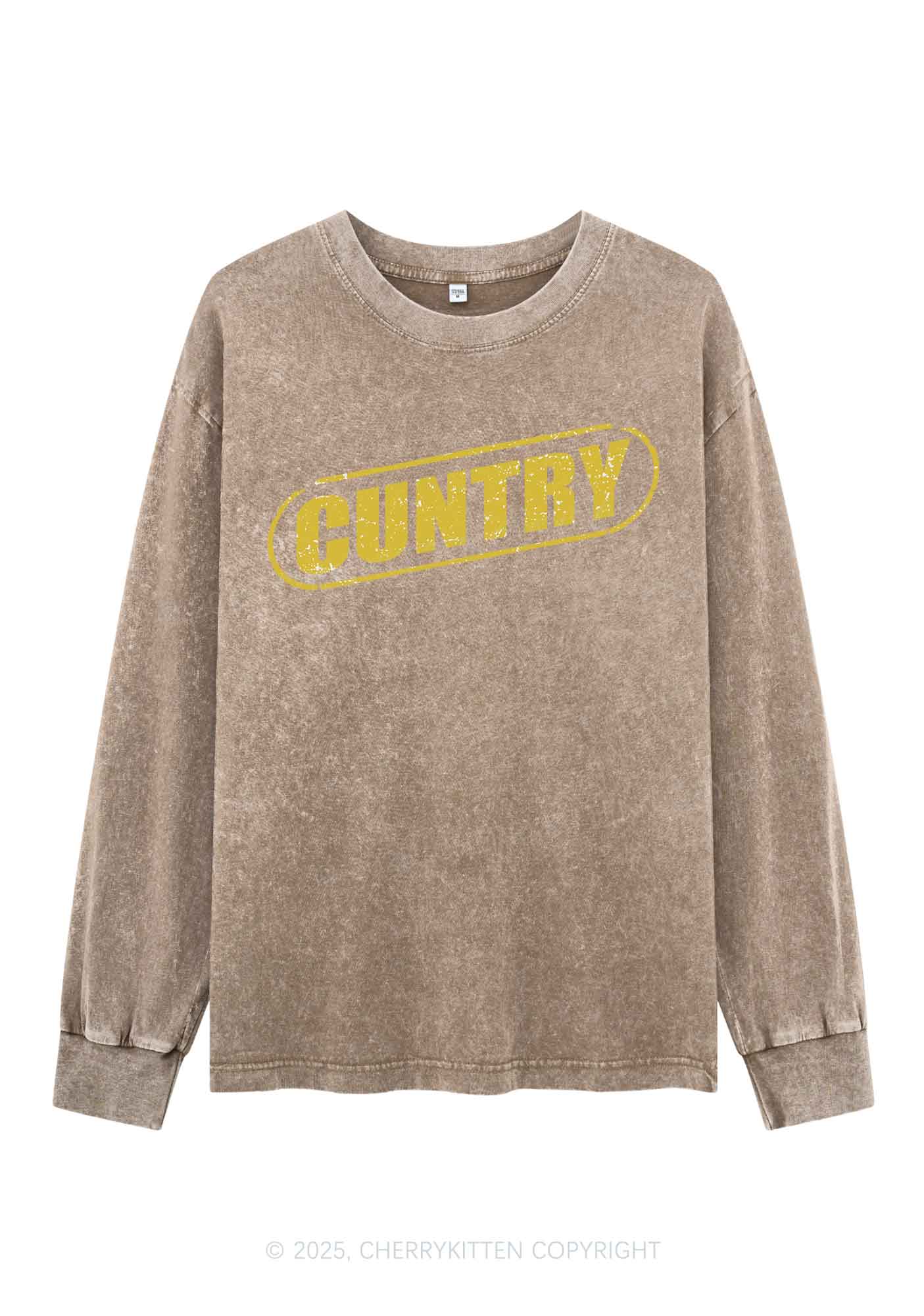 Cuntry Y2K Washed Long Sleeves Cherrykitten