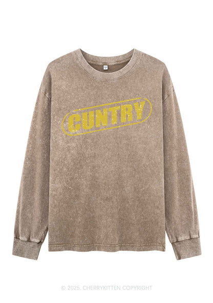 Cuntry Y2K Washed Long Sleeves Cherrykitten