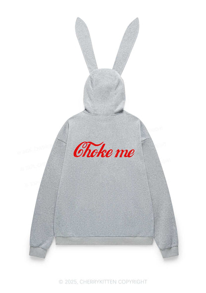 Choke Me Y2K Bunny Ear Zip Hoodie Cherrykitten