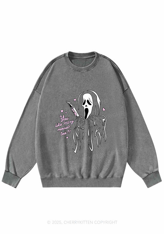 Halloween You Like Scary Movies Too Y2K Washed Sweatshirts Cherrykitten