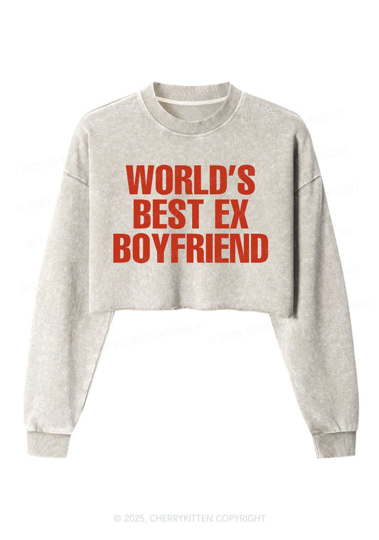 Best Ex Boyfriend Y2K Crop Washed Sweatshirts Cherrykitten