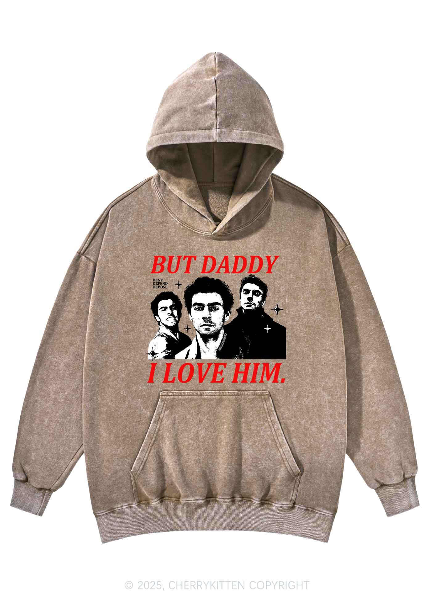 Daddy I Love Luigi Y2K Washed Hoodie Cherrykitten