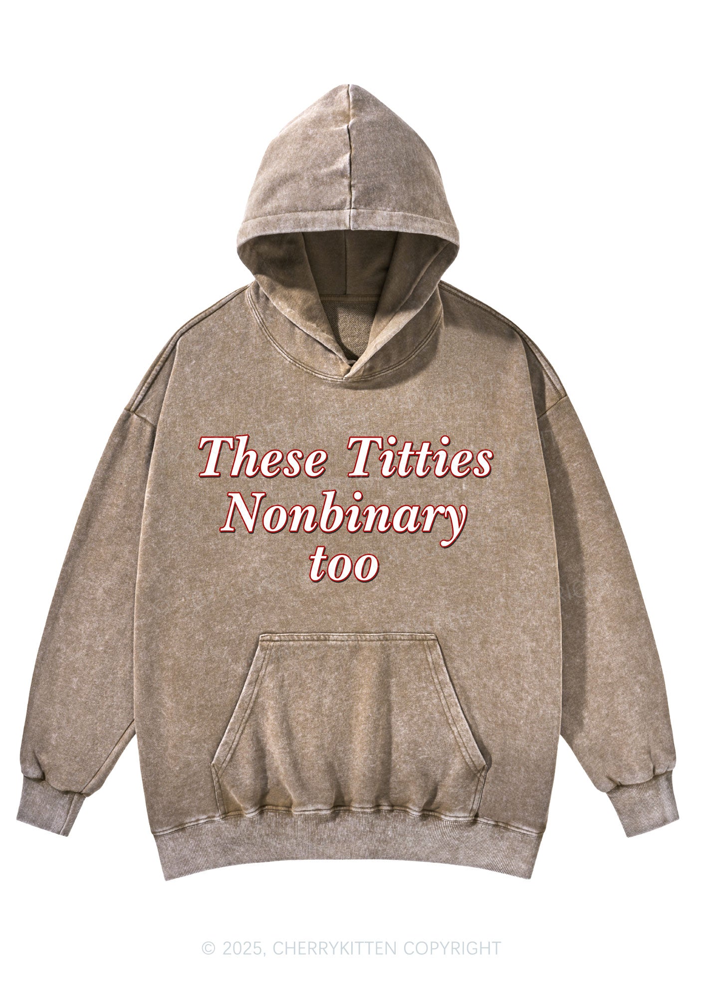 Txtties Nonbinary Too Y2K Washed Hoodie Cherrykitten