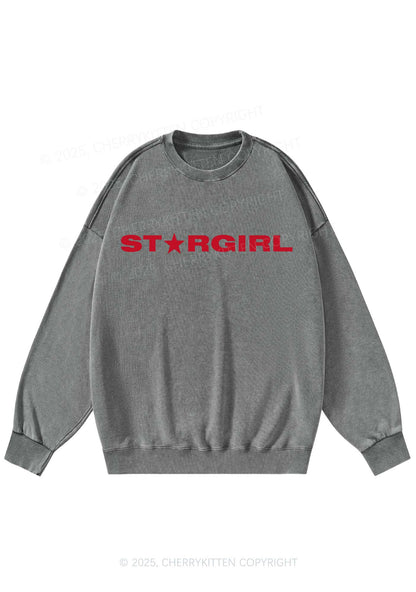 Red Stargirl Y2K Washed Sweatshirts Cherrykitten