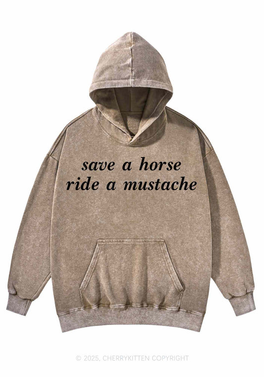 Ride A Mustache Y2K Washed Hoodie Cherrykitten