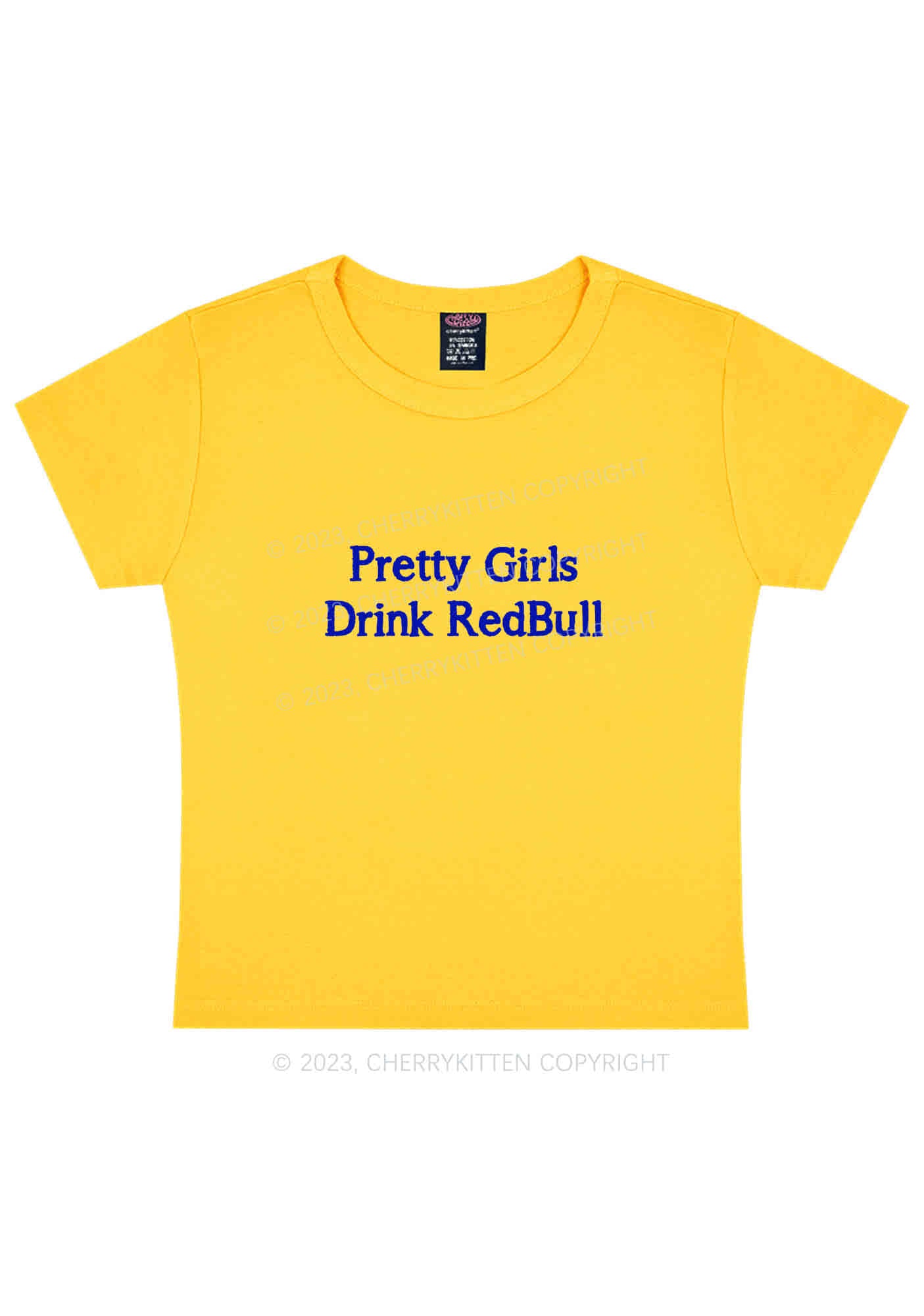 Pretty Girls Drink Redbull Y2K Baby Tee Cherrykitten