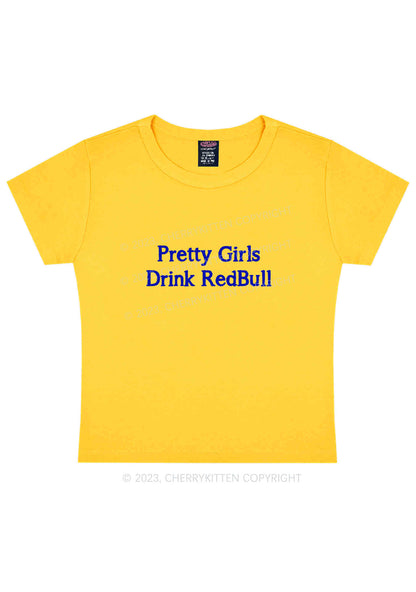 Pretty Girls Drink Redbull Y2K Baby Tee Cherrykitten