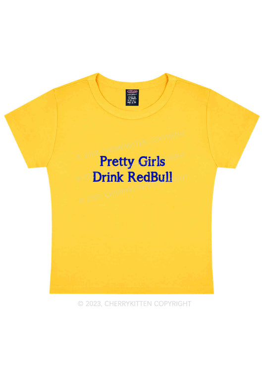 Pretty Girls Drink Redbull Y2K Baby Tee Cherrykitten