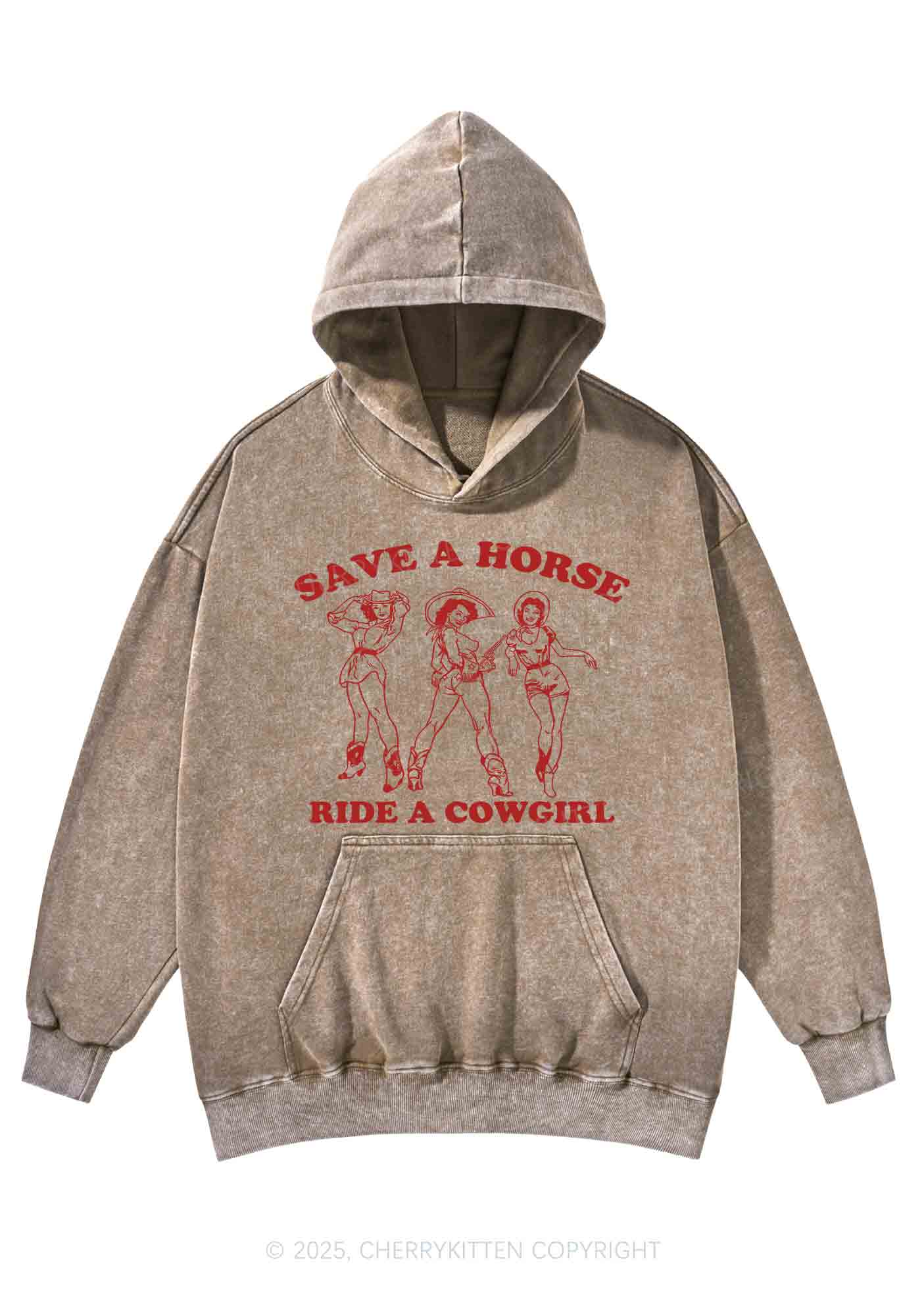 Ride A Cowgirl Pride Y2K Washed Hoodie Cherrykitten