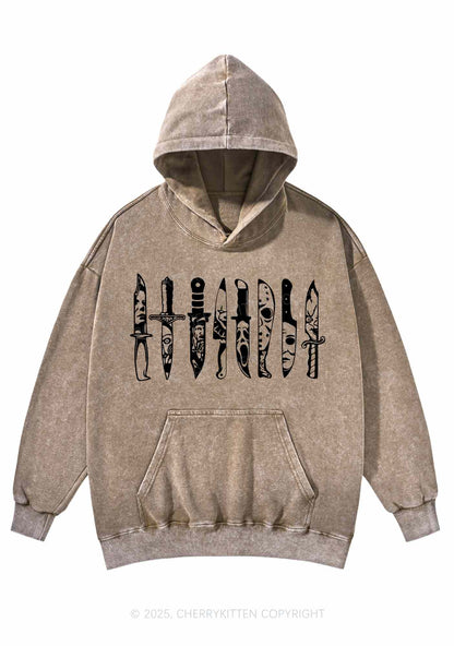 Halloween Grimace Daggers Y2K Washed Hoodie Cherrykitten