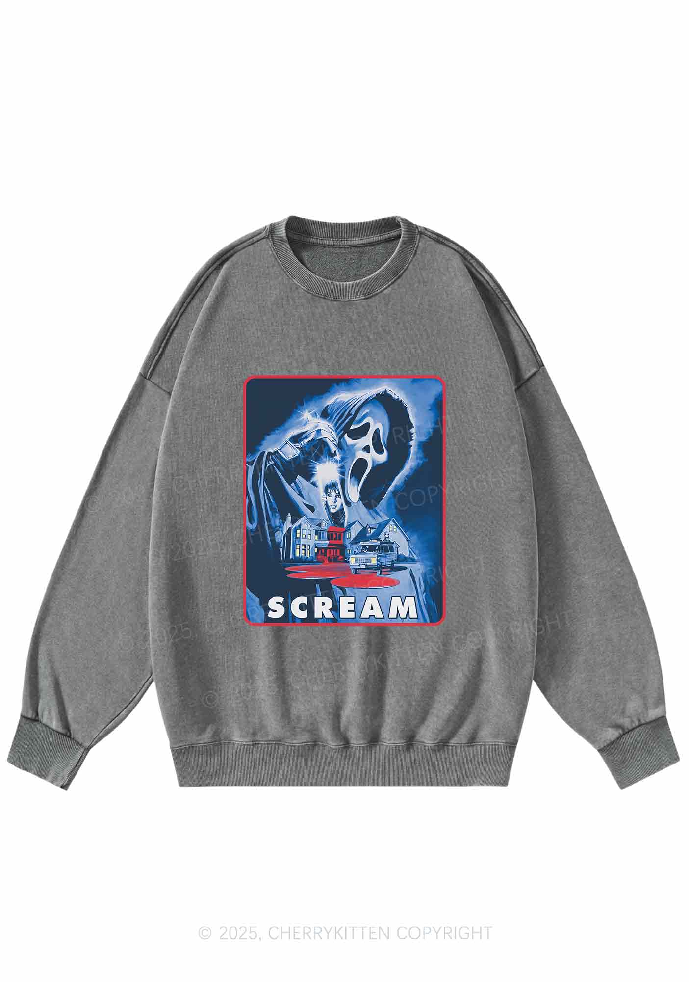 Hallowee Scream Y2K Washed Sweatshirts Cherrykitten