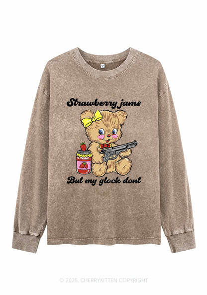 Strawberry Jams Bear Y2K Washed Long Sleeves Cherrykitten