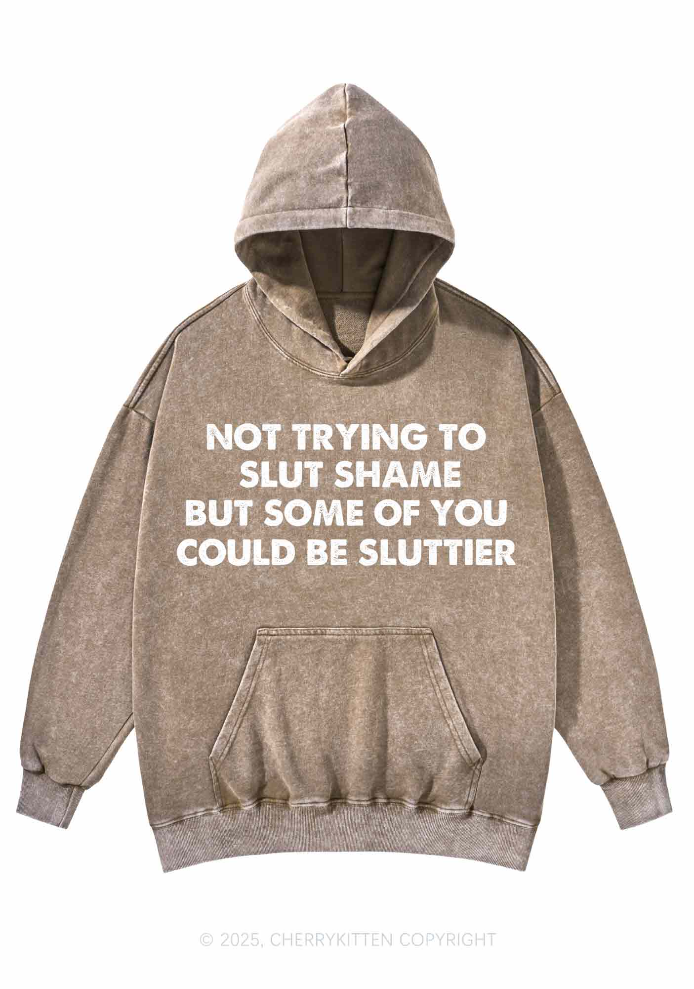 Not Trying To Slxt Shame Y2K Washed Hoodie Cherrykitten