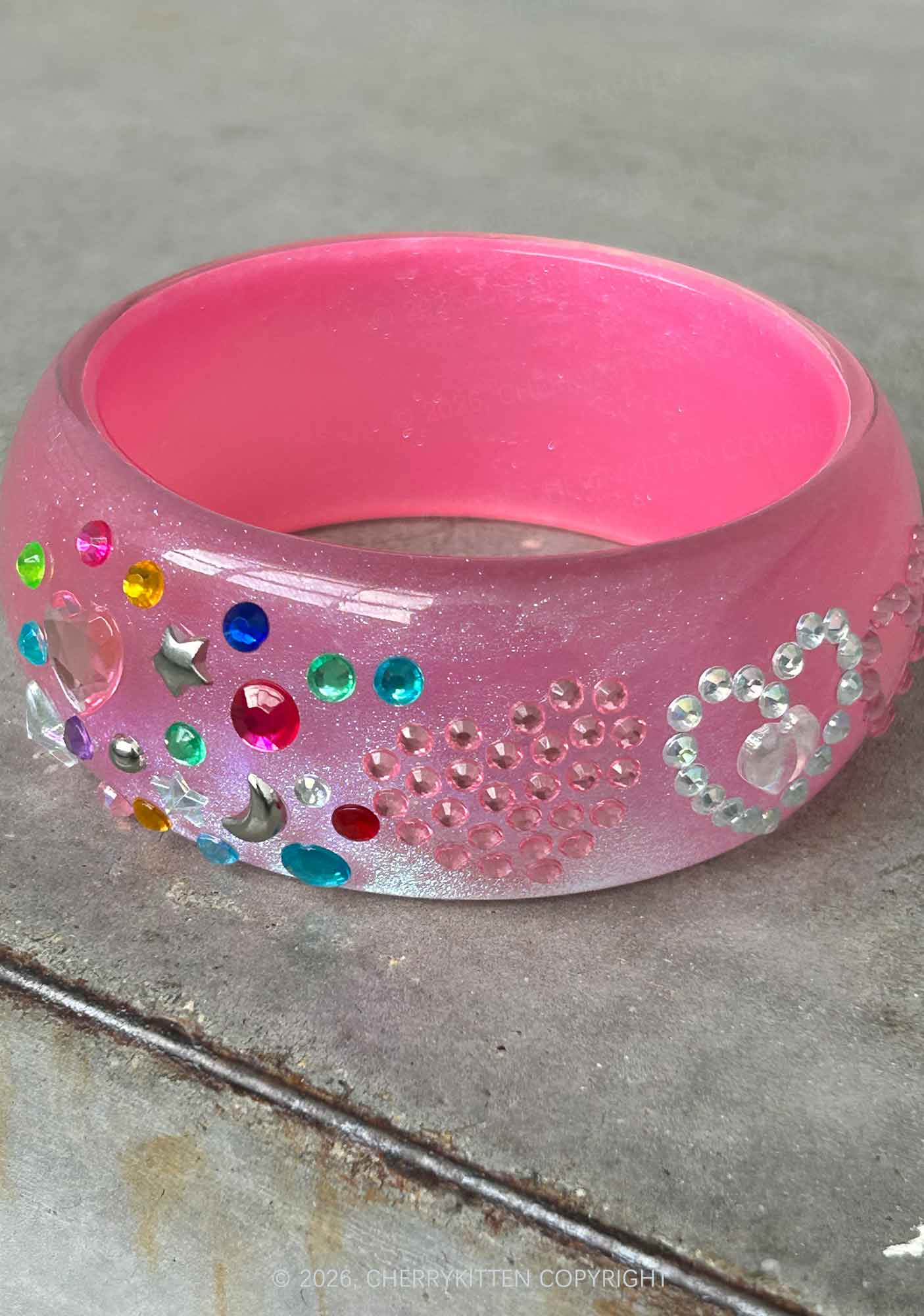 Glitter Jelly Color Y2K Cuff Bangle Cherrykitten