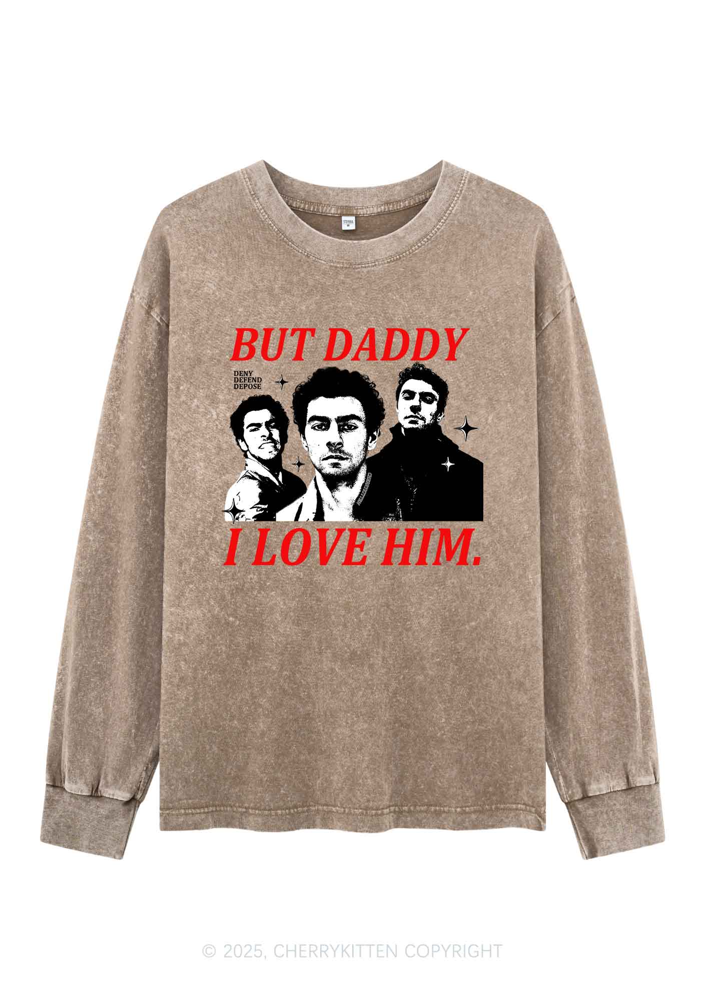 Daddy I Love Luigi Y2K Washed Long Sleeves Cherrykitten