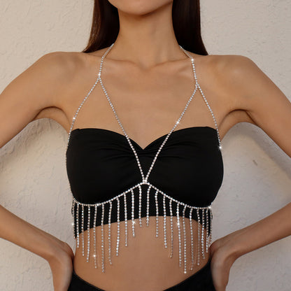 Fashion Metal Tassel Diamond Temperament Breast Chain