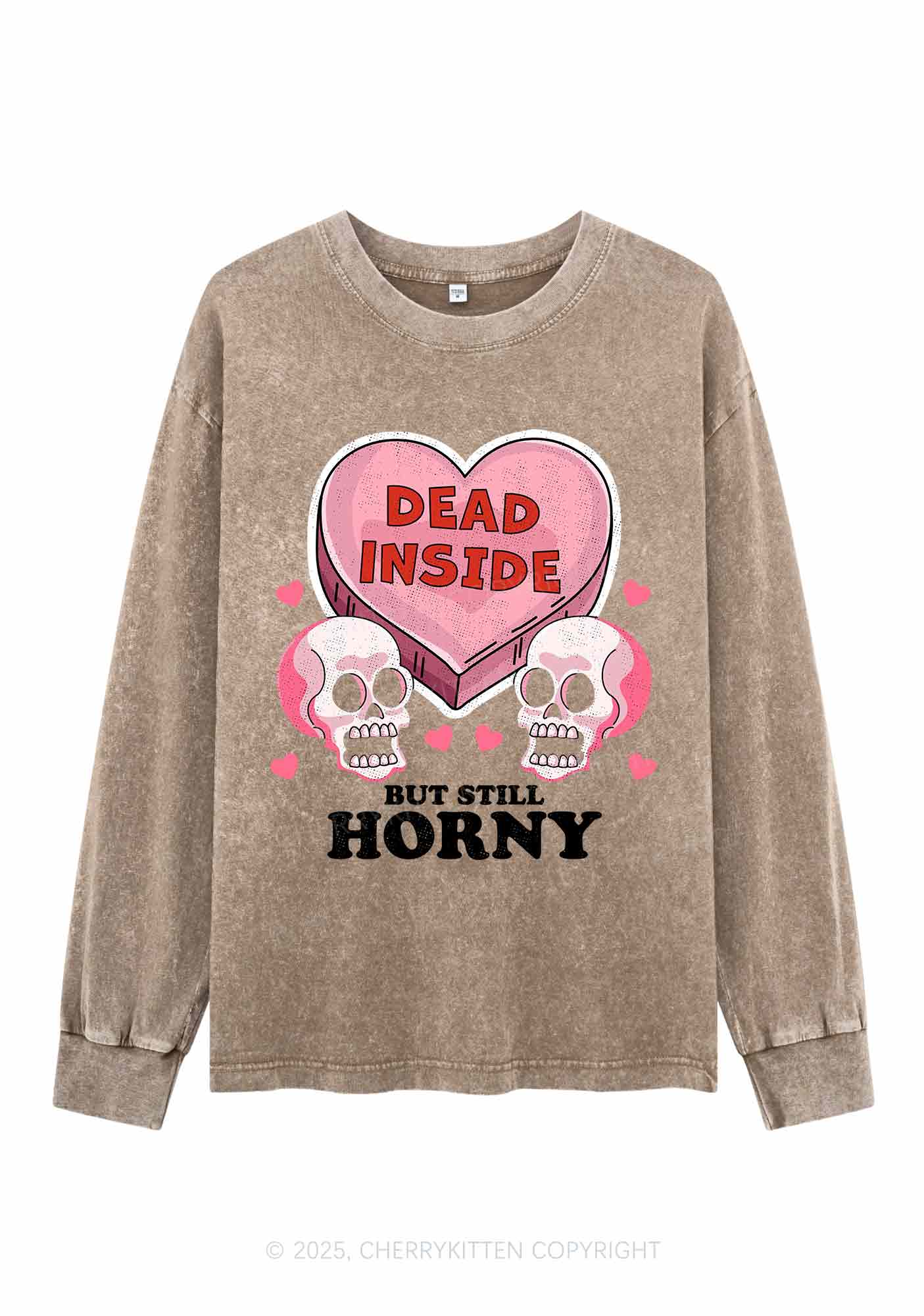 Halloween Dead Inside Y2K Washed Long Sleeves Cherrykitten